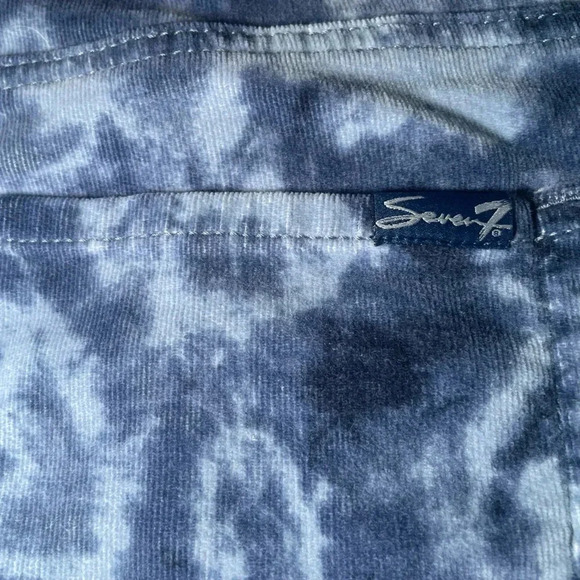 7 Seven Tie Dye Courduroy Pants Light & Dark Blue size 16 Trendy Cotton Logo - Picture 9 of 9